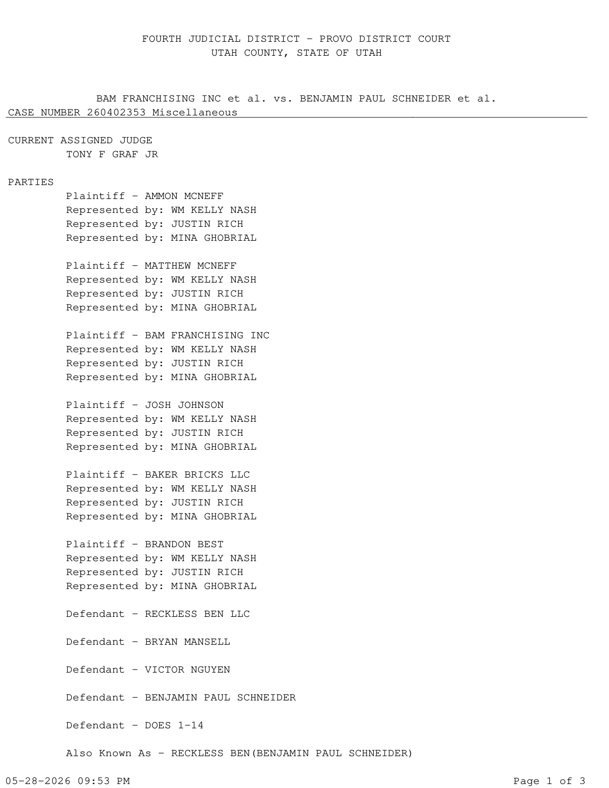 First page preview of Case Proceedings Summary (05-28-2026)