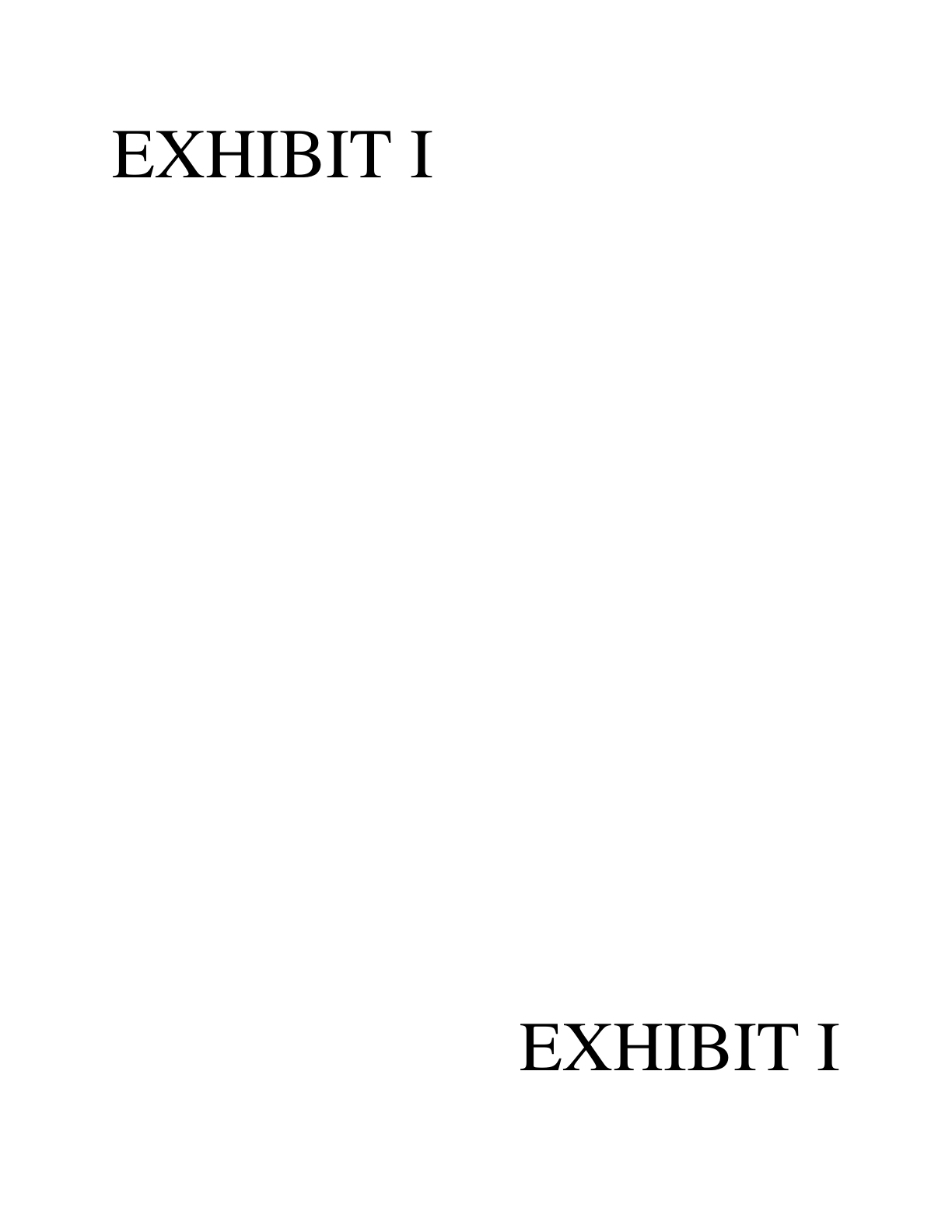 First page preview of Exhibit I - Incident Log